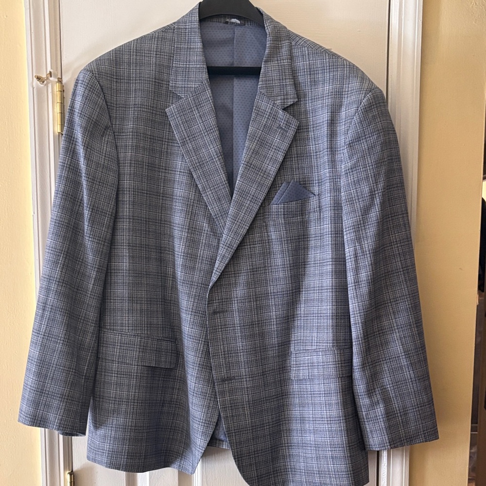 Men's Blue Gray Plaid Blazer